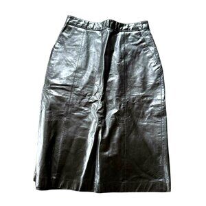 Vintage Berman’s Leather Pencil Straight Skirt Women's 10 Office Evening Black